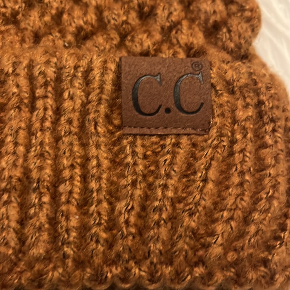 C.C Rust Bobble Beanie With Pom Pom - Picture 2 of 4